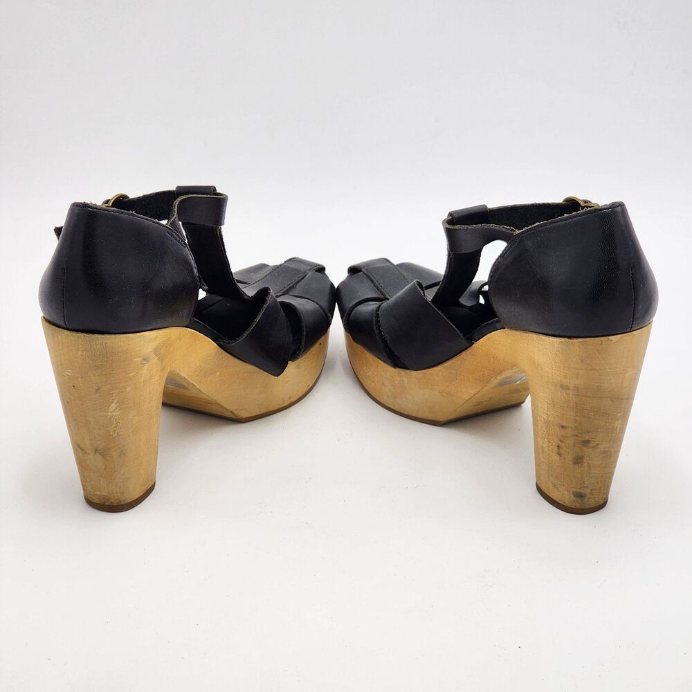 Madewell Andie Fisherman Chunky Wooden Platform Heels Size 9 - Picture 5 of 10